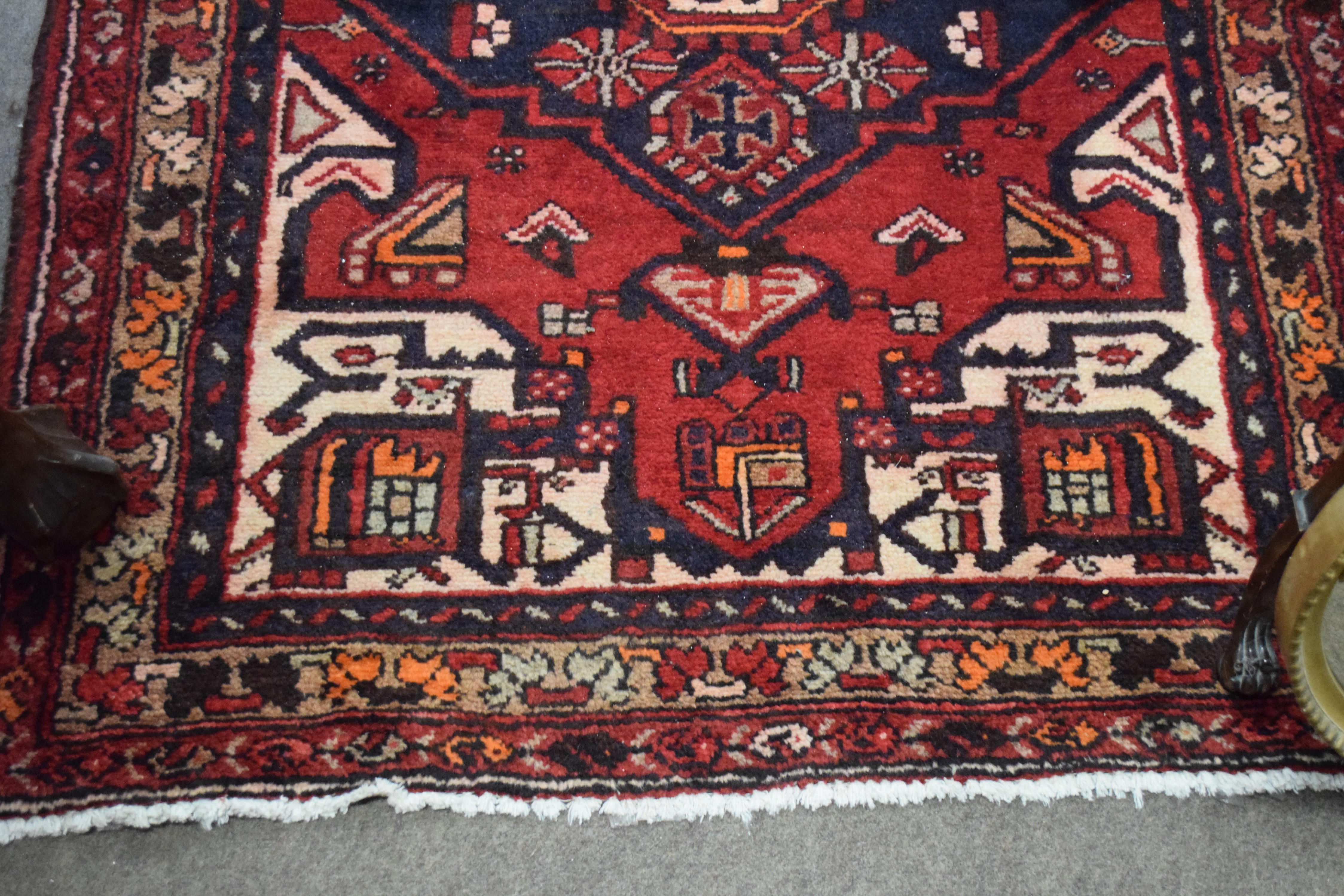 Rich red ground full pile Persian Hamadan Runner 286cm x 110cm approximately - Image 6 of 6