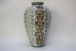 Large Denby baluster vase with Glynn Colledge type design, 35cm high