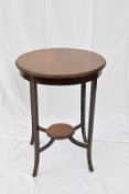 Edwardian mahogany and inlaid two-tier circular occasional table on splayed legs, 56cm diam