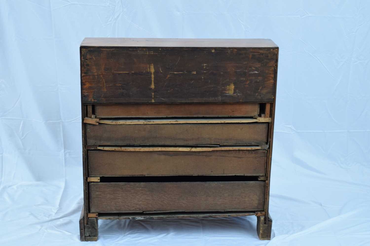 George III faded mahogany bureau with fall front opening to a shelved interior over four long - Image 7 of 7