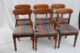 Set of six Victorian mahogany bar back dining chairs, comprising one carver and five single chairs