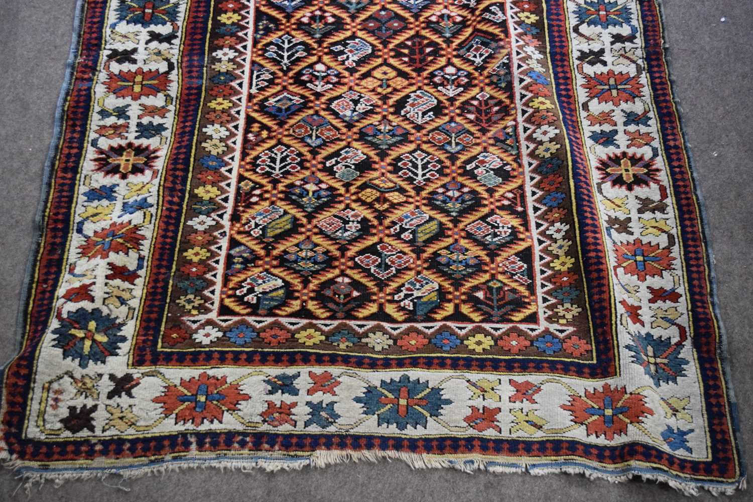 Antique Uzbek runner carpet decorated with large central panel, with stylised foliage detail - Image 2 of 6