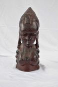 20th century West African hardwood bust of a female figure, 53cm high