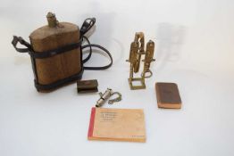 Quantity of militaria including a British Army water bottle with cloth cover and original straps,