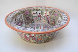 Large Chinese bowl with Cantonese style designs to the sides and also to the interior, 41cm diam