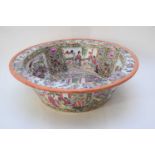 Large Chinese bowl with Cantonese style designs to the sides and also to the interior, 41cm diam