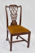 19th century mahogany dining chair in the Chippendale style with pierced splat back and removable