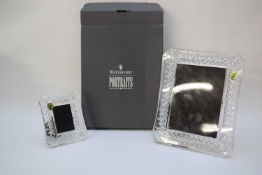 Waterford crystal photograph frame in original box, 25 x 20cm together with a smaller example (2)