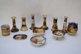 Group of Noritake wares, all with typical designs of landscapes and Middle Eastern scenes within