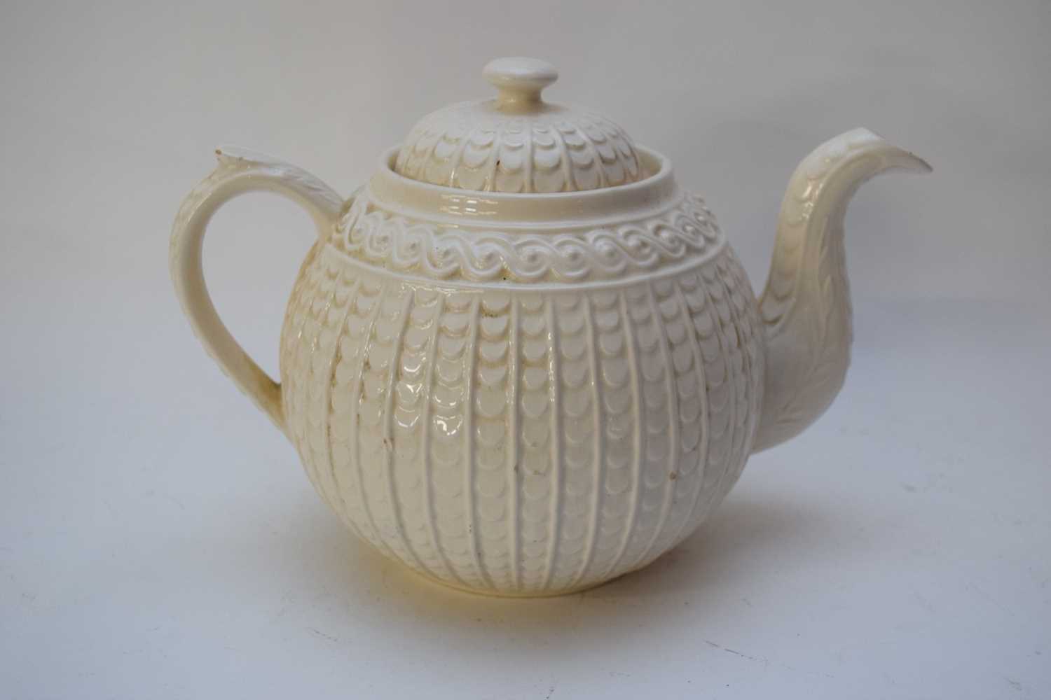 White pottery Queens ware type tea pot