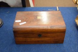 Victorian walnut writing box of hinged rectangular form with fitted interior, 35cm wide