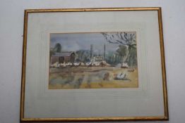 Jean Alexander (British 20th Century), Rural Landscape. Pencil, watercolour, signed. 7x10ins