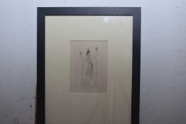 Eric Gill (British 20th Century), 'Girl with Shells'. Woodcut, signed. 3x5ins.