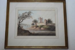 British, early 19th Century, Castle Ruins. Watercolour. 10x14ins