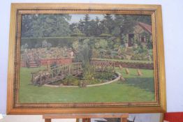 S W Barwell (British 20th Century), Garden Scene. Oil on canvas, signed, 1936. 20x29.5ins