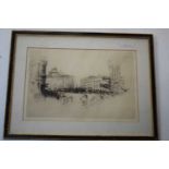 Frederick A Farrell (British 20th Century) Piccadilly Circus, London. Etching, signed. 8x12ins