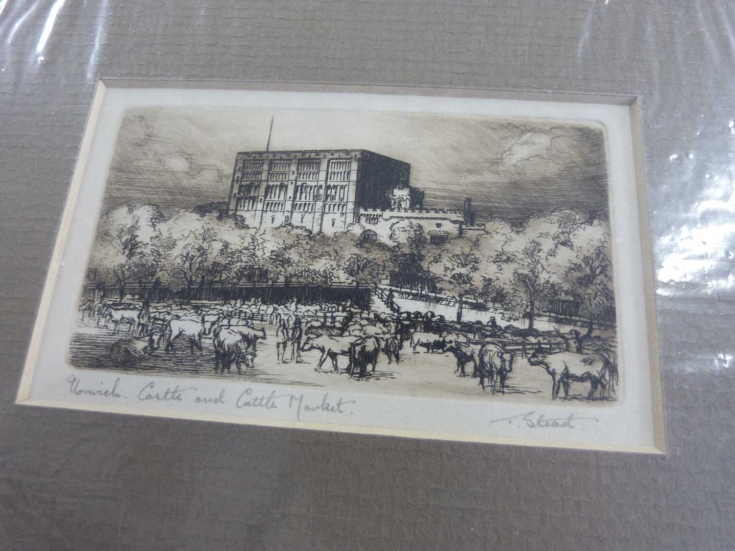 Thomas Stead, 2 original etchings of Norwich views. Etchings. 3x5ins and 4x3.5ins - Image 2 of 2