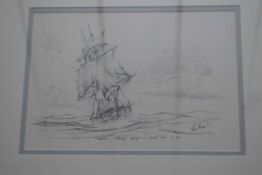 Kenneth Grant (British 20th Century), A series of sketches of tall ships during the Age of Sail: '