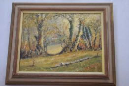 Kenneth Grant (British 20th Century), English Autumnal landscape. Oil on canvas, signed. 13x18