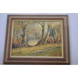 Kenneth Grant (British 20th Century), English Autumnal landscape. Oil on canvas, signed. 13x18