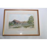 Brian Fensome (British 20th Century), Bigstrup Farm, Dinton, Bucks. Watercolour, signed. 11x19ins