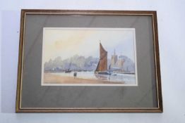 Allan Runagall (British, Contemporary), Sailing into Maldon. Watercolour, signed. 7x11ins