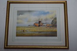 KW Burton (British Contemporary) Cley Mill, Norfolk. Limited Edition Print 495/800, signed. 10.