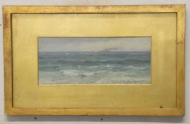 F.W. Baker (British, Late 19th/Early 20th Century) Seascape. Oil on board, signed. 4x11ins.