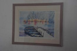 Rachel Thomas Dee (British Contemporary) 'Waiting for Summer Filby Jetty'. Limited Edition Print,