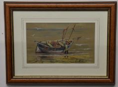 Kenneth Grant (British 20th Century), A Pair of Beached Fishing Boats, one inscribed 'Blue Boy at