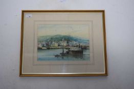 S* Thompson (British Late 19th Century) The Harbour, Old Lyme. Watercolour, signed. 10x13ins