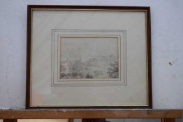 British 20th Century, Preparatory Sketch of an unidentified English Town. Pencil and wash. 4.5x6ins