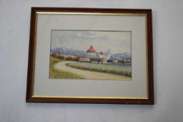 Jonathan Fitzgerald (British 20th Century), The Village of Pisa, Tuscany. Watercolour, signed, 1907.