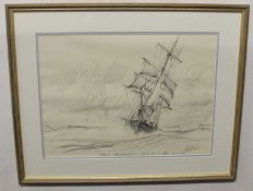 Kenneth Grant (British 20th Century), 'Trading Brigantine, North Sea, c.1890. A Crew of Four'.