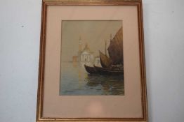 Charles E Hannaford (fl. Early/Mid 20th Century), Venetian Scene. Watercolour, signed. 7x10.5ins