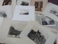 Folder of topographical etchings and engravings, approx 27. Etchings and engravings. 3x4.5ins (