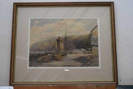 C W Thomas, Lynmouth Beach. Watercolour, signed. Provenance: The Fulmar Gallery.