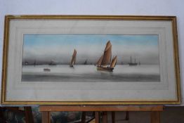 Garman Morris (British, early 20th Century), 'Off the East Coast.'. Watercolour, signed. 8x21ins