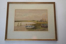 Charles E Hannaford (Early/Mid 20th Century) Broadland Scene. Watercolour, signed. 7x10.5ins