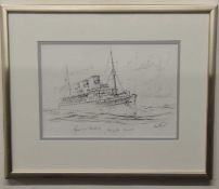 Kenneth Grant (British 20th Century), A sketch of the Empress of Britain Homeward Bound. Pencil,