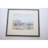 Audrey Thomas, 20th Century, Landscape of Rural West Africa. Watercolour, signed. 22x29ins
