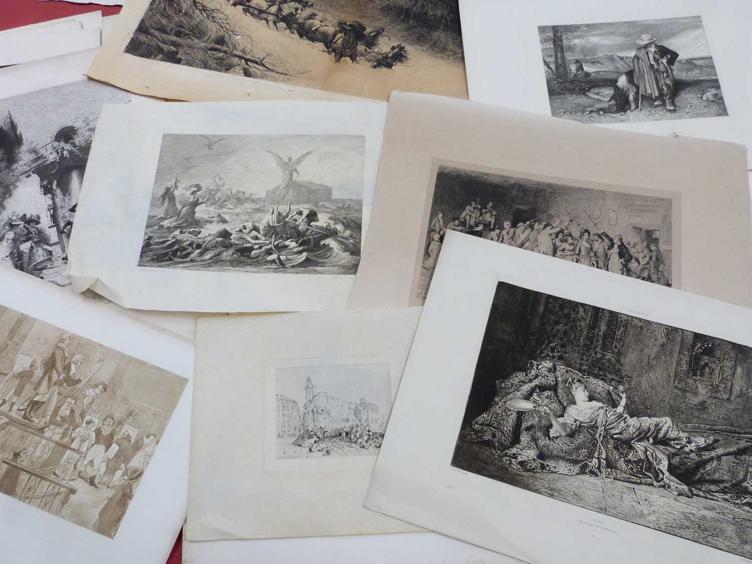 Folder of assorted engravings and etchings, approx 40. Engravings and etchings. 5x7ins (smallest), - Image 2 of 3