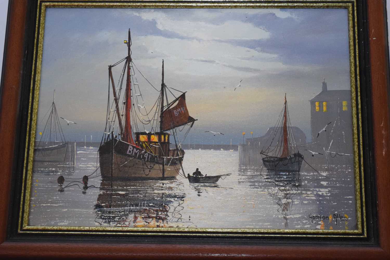 Gordon Allen (British Contemporary), Harbour Scene. Oil on canvas, signed. 11x16ins - Image 2 of 2