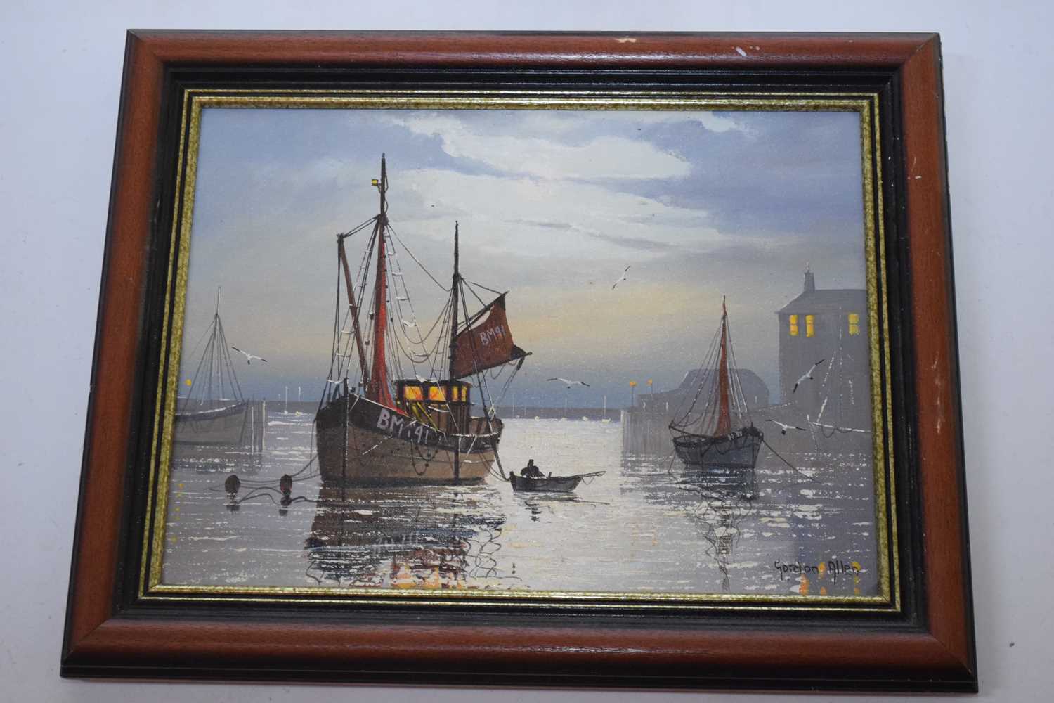 Gordon Allen (British Contemporary), Harbour Scene. Oil on canvas, signed. 11x16ins