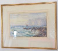 British Late 19th Century/Early 20th Century, A Rugged Coastline . Watercolour, monogrammed. 9.
