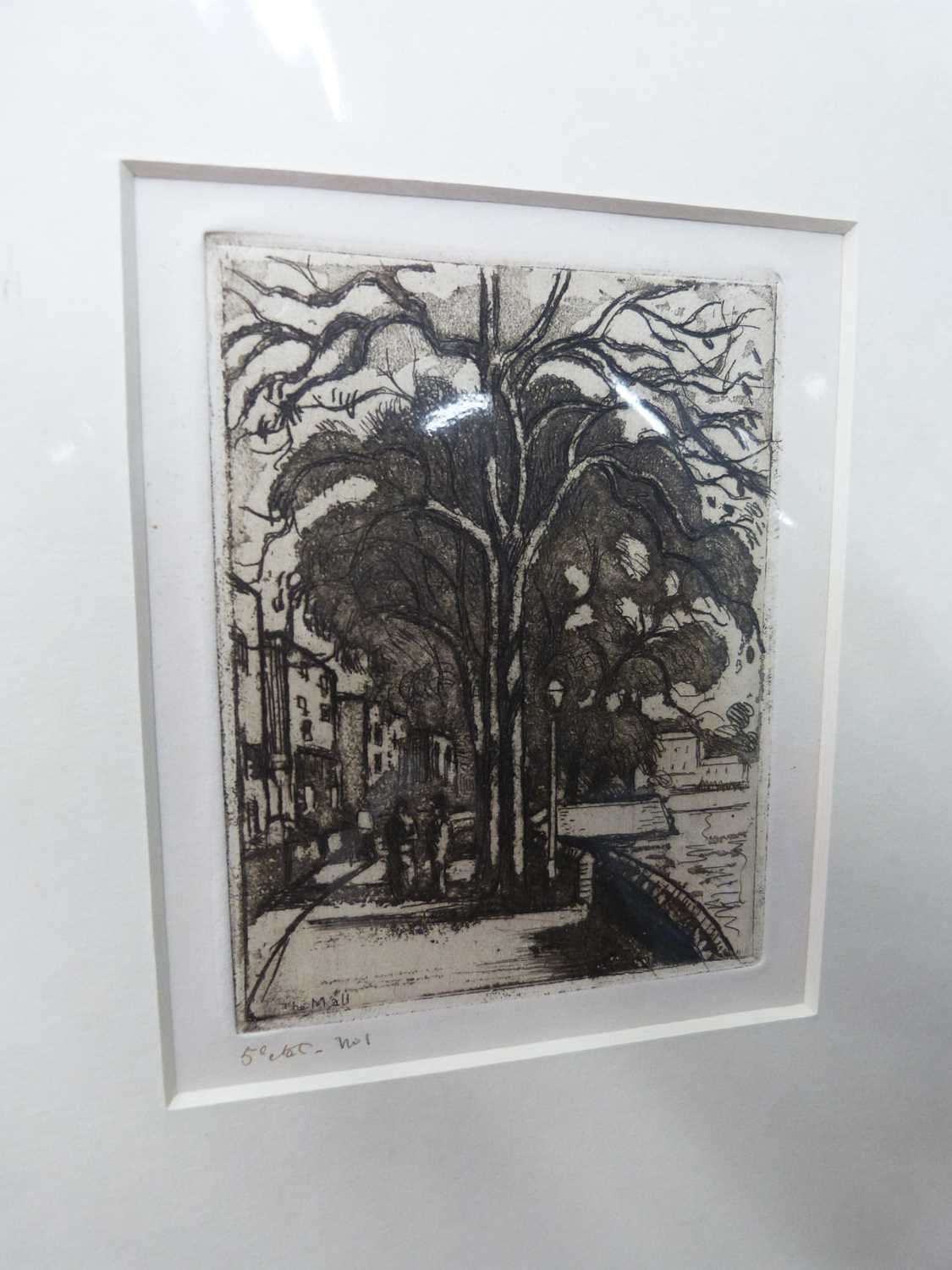 Ludovico Pissarro, ‘The Mall, Hammersmith’. Etching. 5X3.5ins