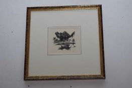 Robert Gibbings, Illustration for 'Discovery of Tahiti'. Woodcut, signed. 4.5x5ins.