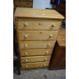 SMALL MODERN PINE SIX-DRAWER CHEST, 58CM WIDE