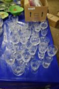 COLLECTION OF CLEAR DRINKING GLASSES, SUNDAE DISHES ETC