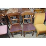 PAIR OF VICTORIAN BEECH AND MAHOGANY BAR BACK DINING CHAIRS